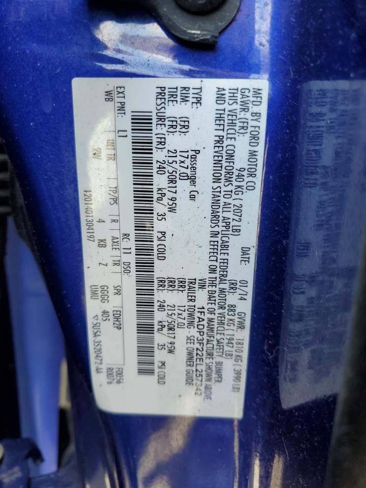 2014 Ford Focus Se VIN: 1FADP3F22EL257342 Lot: 61634055
