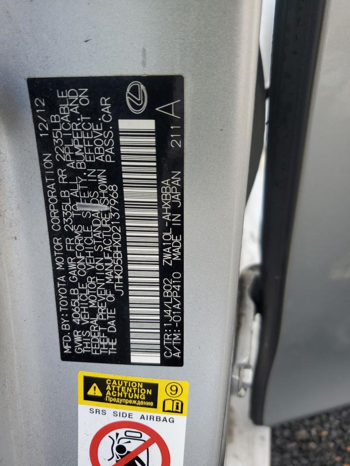 2013 Lexus Ct 200 VIN: JTHKD5BHXD2137968 Lot: 64826675