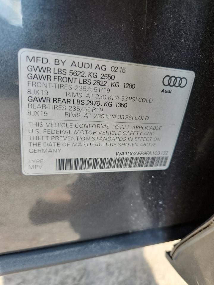 2015 Audi Q5 Premium Plus VIN: WA1DGAFP9FA103132 Lot: 64639905