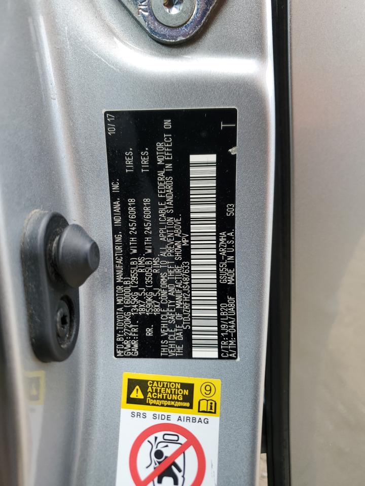 2018 Toyota Highlander Se VIN: 5TDJZRFH2JS487633 Lot: 64332955