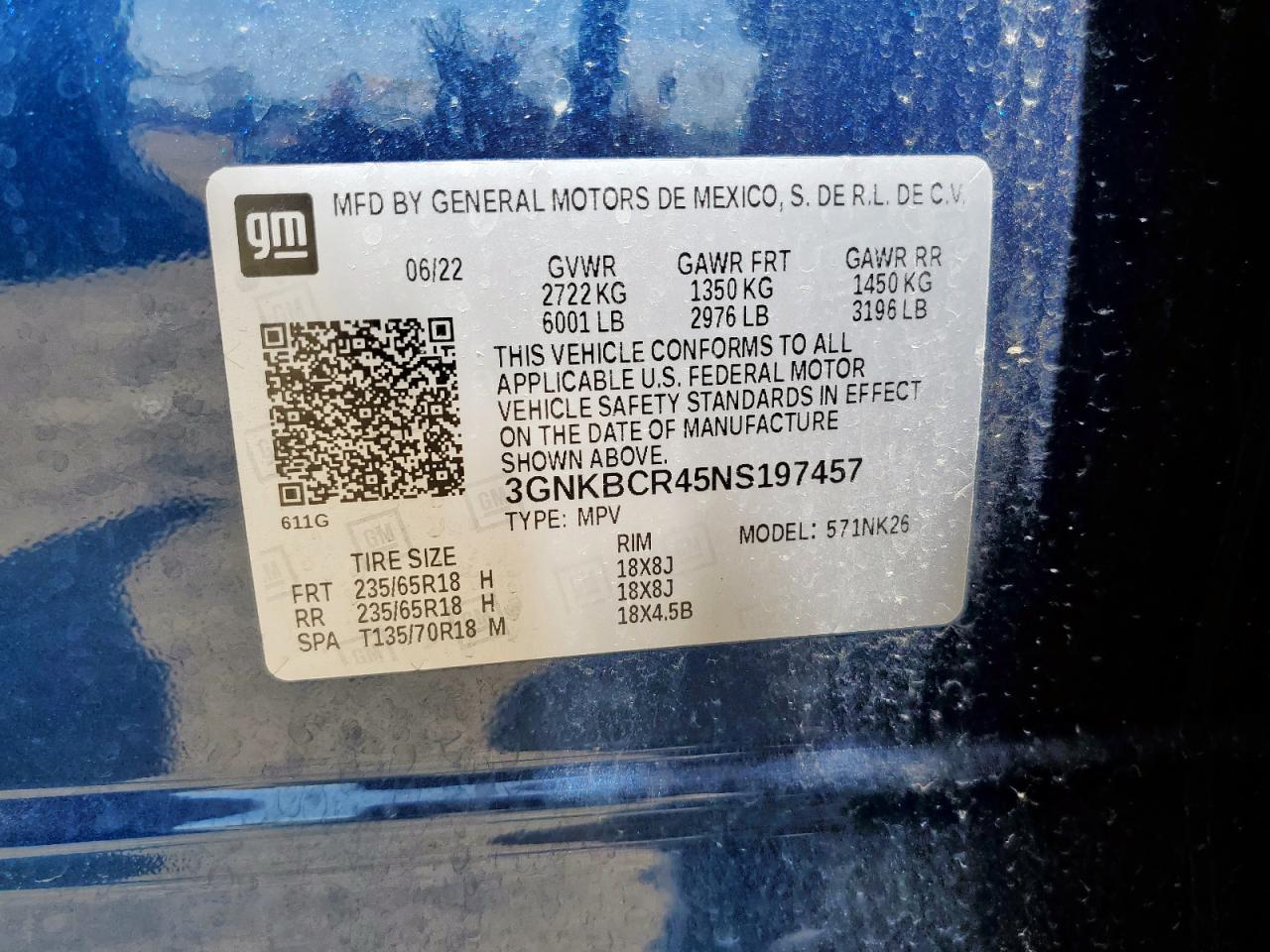 3gnkbcr45ns197457 3GNKBCR45NS197457 2022 Chevrolet Blazer 2Lt