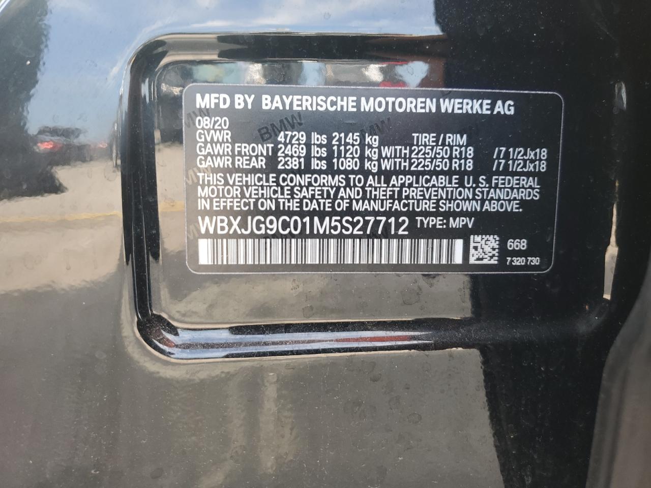 2021 BMW X1 xDrive28I VIN: WBXJG9C01M5S27712 Lot: 64261205