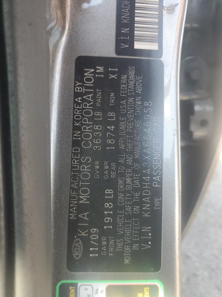 2010 Kia Rio Lx VIN: KNADH4A3XA6646958 Lot: 65508945