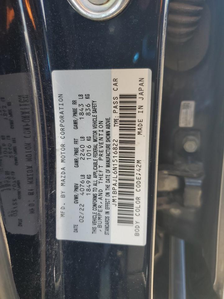 2022 Mazda 3 VIN: JM1BPAJL6N1516822 Lot: 63237995