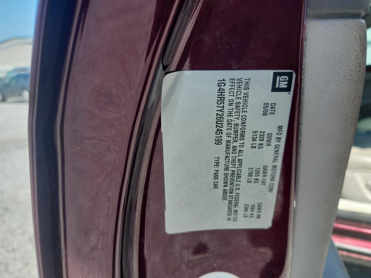 2006 Buick Lucerne Cxl VIN: 1G4HR57Y26U245199 Lot: 64054165