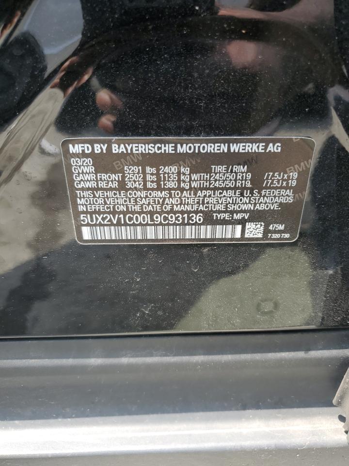 2020 BMW X4 xDrive30I VIN: 5UX2V1C00L9C93136 Lot: 62766585