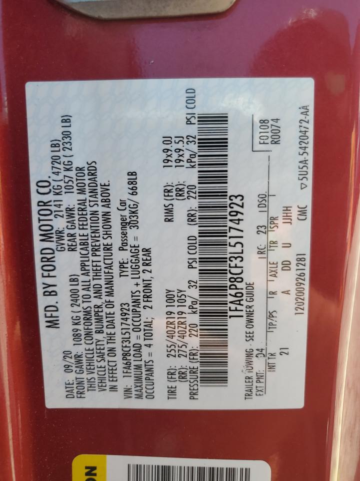 2020 Ford Mustang Gt VIN: 1FA6P8CF3L5174923 Lot: 63845745