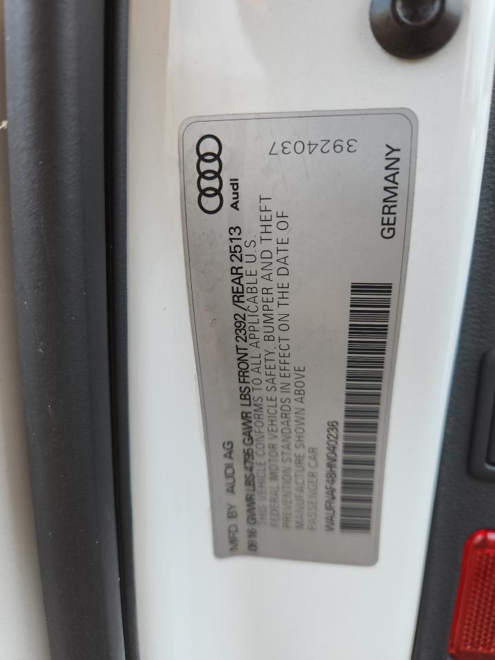 2017 Audi A4 Prestige VIN: WAUFNAF48HN040236 Lot: 62958415