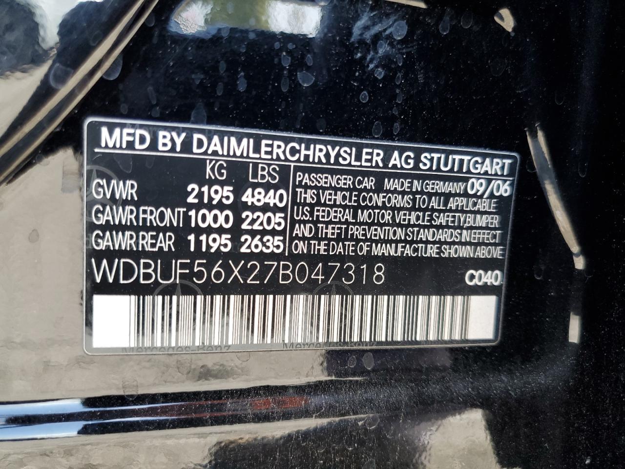wdbuf56x27b047318 WDBUF56X27B047318 2007 Mercedes-Benz E 350