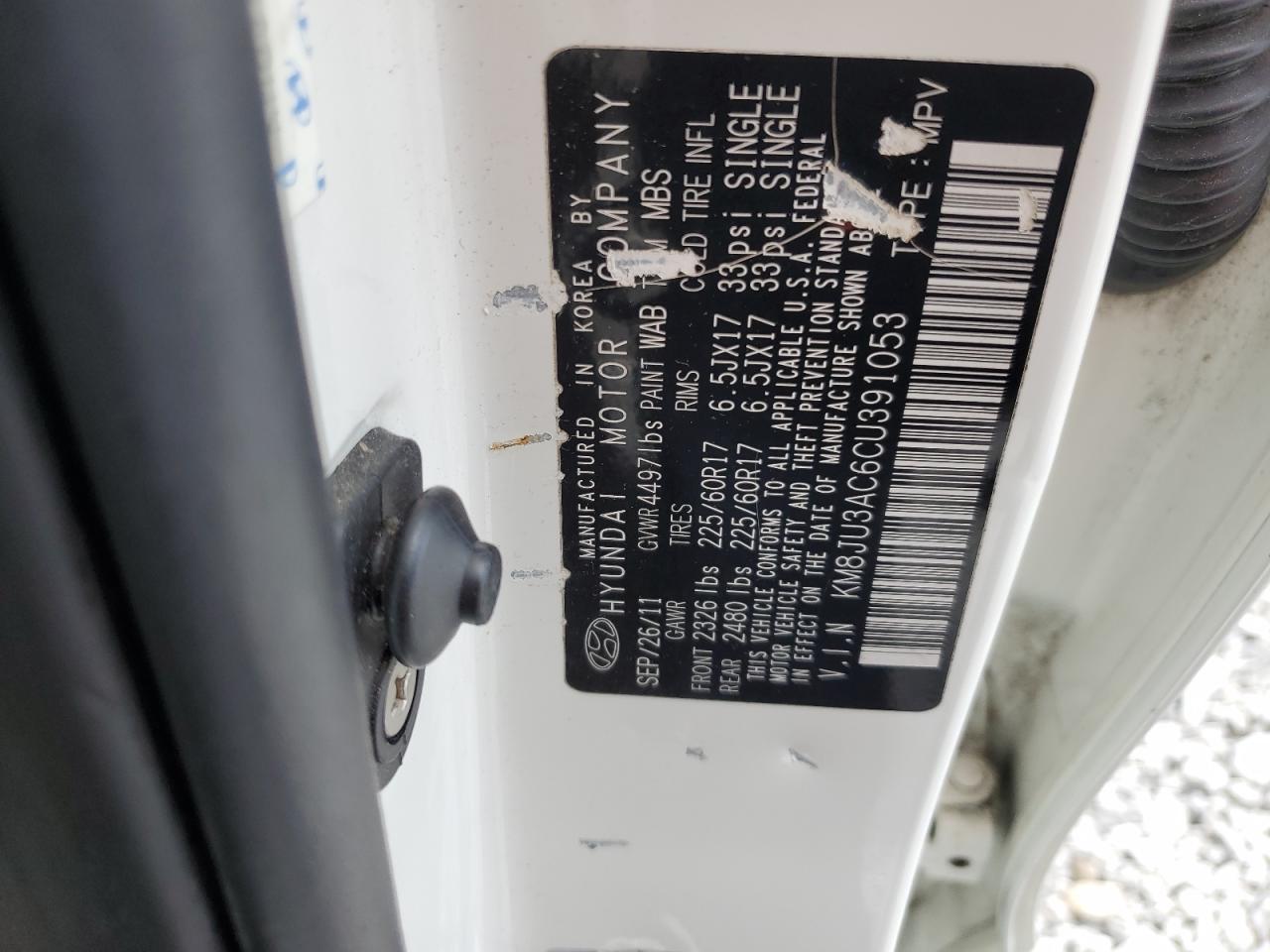 KM8JU3AC6CU391053 2012 Hyundai Tucson Gls