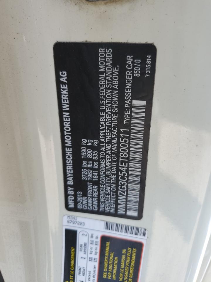 2014 Mini Cooper S Clubman VIN: WMWZG3C54ET800511 Lot: 65826335