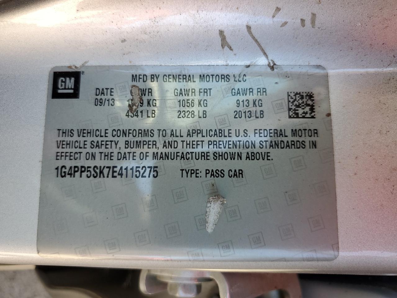 2014 Buick Verano VIN: 1G4PP5SK7E4115275 Lot: 63857275