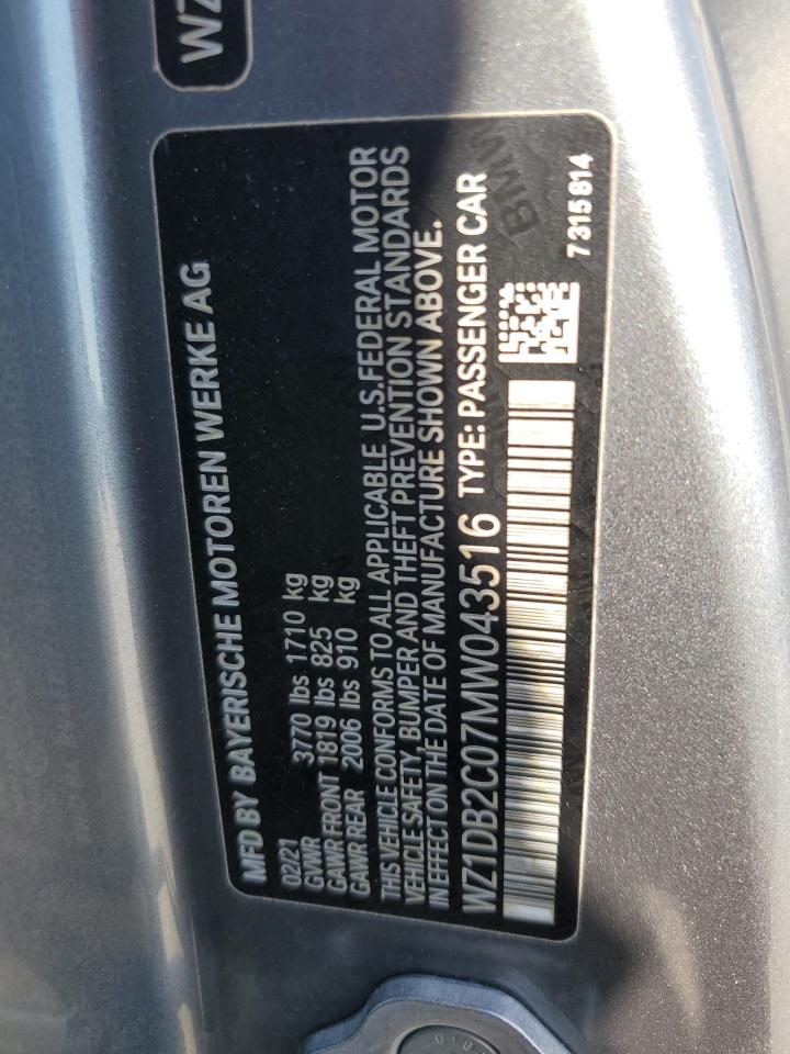 2021 Toyota Supra VIN: WZ1DB2C07MW043516 Lot: 64471635