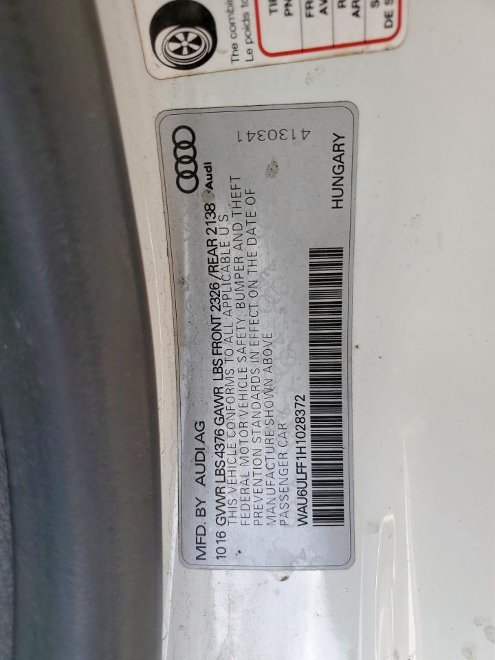 2017 Audi A3 Premium VIN: WAU6ULFF1H1028372 Lot: 63917125