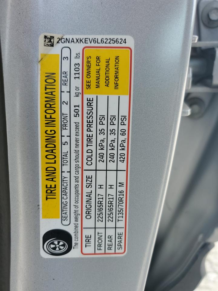 2020 Chevrolet Equinox Lt VIN: 2GNAXKEV6L6225624 Lot: 65556315