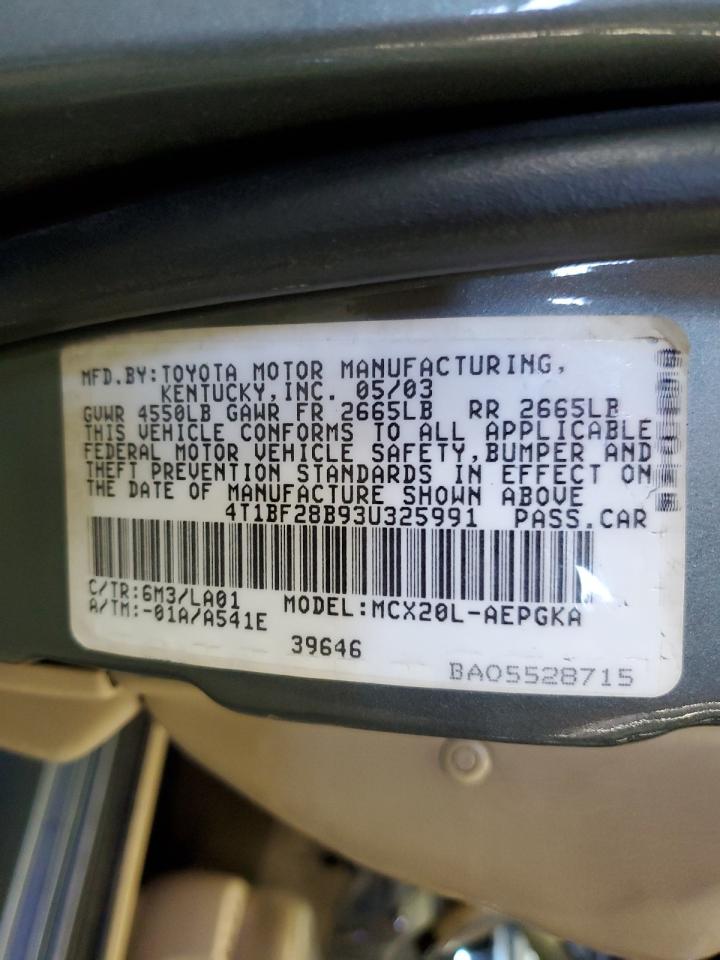 2003 Toyota Avalon Xl VIN: 4T1BF28B93U325991 Lot: 63121815