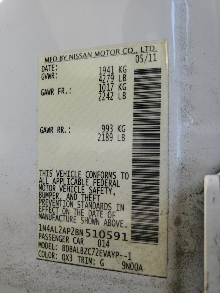 2011 Nissan Altima Base VIN: 1N4AL2AP2BN510591 Lot: 63436225