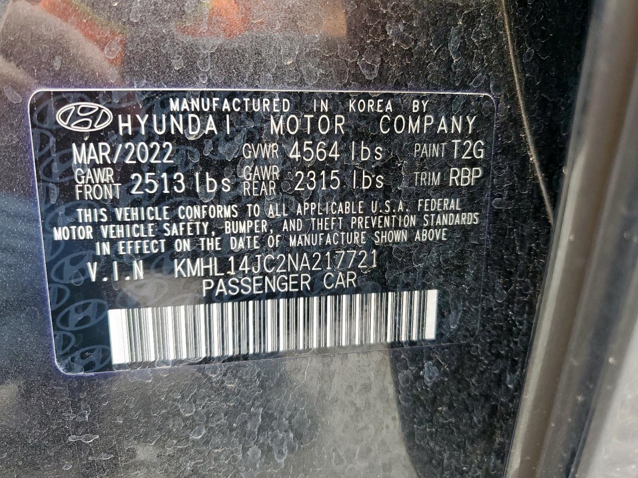 2022 Hyundai Sonata N Line VIN: KMHL14JC2NA217721 Lot: 63188725