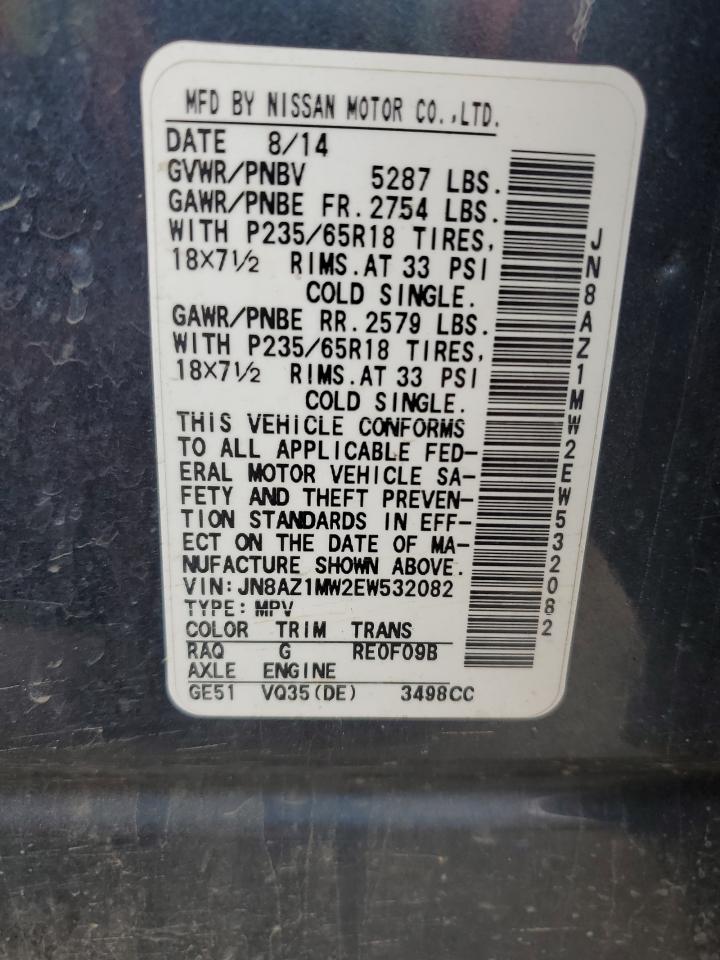 2014 Nissan Murano S VIN: JN8AZ1MW2EW532082 Lot: 64969475