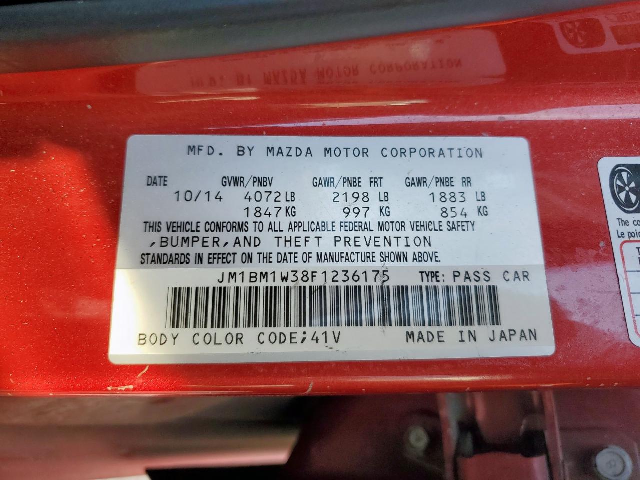 2015 Mazda 3 Grand Touring VIN: JM1BM1W38F1236175 Lot: 65292025