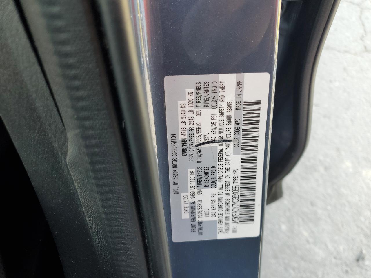 2021 Mazda Cx-5 Touring VIN: JM3KFACY7M0364055 Lot: 63820325
