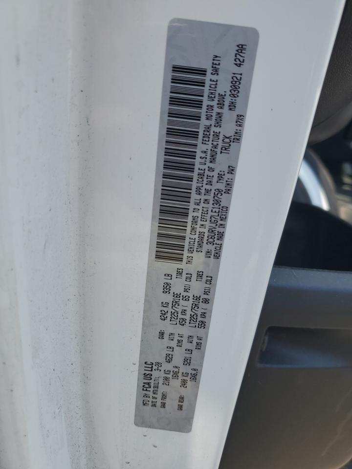 2020 Ram Promaster 3500 3500 High VIN: 3C6URVJG7LE130750 Lot: 63601715