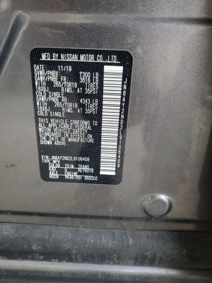 2020 Nissan Armada Sv VIN: JN8AY2ND2L9106409 Lot: 64904155