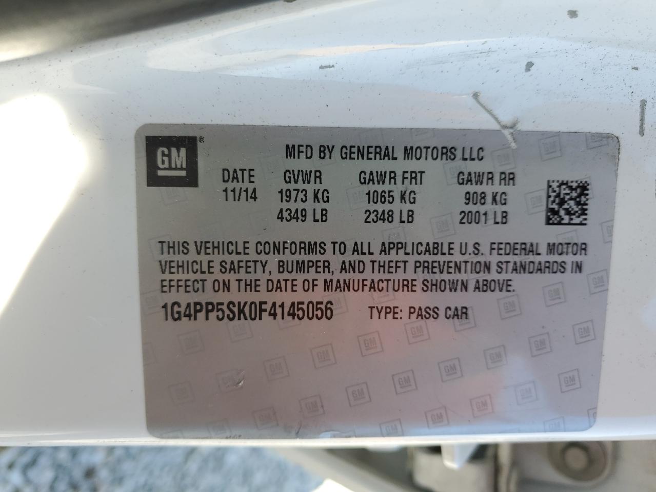 2015 Buick Verano VIN: 1G4PP5SK0F4145056 Lot: 63645705