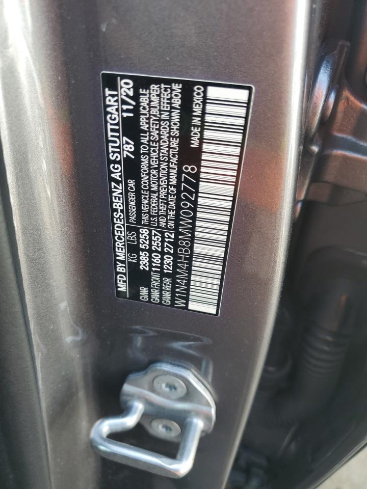 2021 Mercedes-Benz Glb 250 4Matic VIN: W1N4M4HB8MW092778 Lot: 62546495