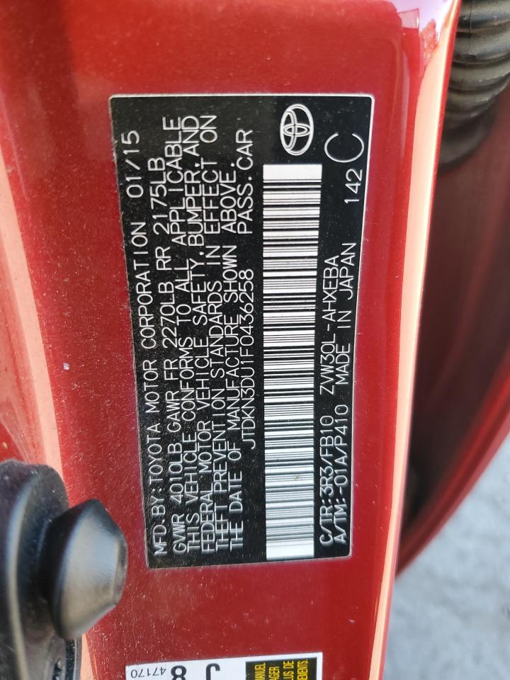2015 Toyota Prius VIN: JTDKN3DU1F0436258 Lot: 65286685