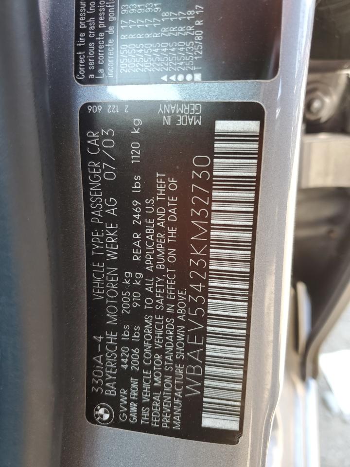 2003 BMW 330 I VIN: WBAEV53423KM32730 Lot: 65168825