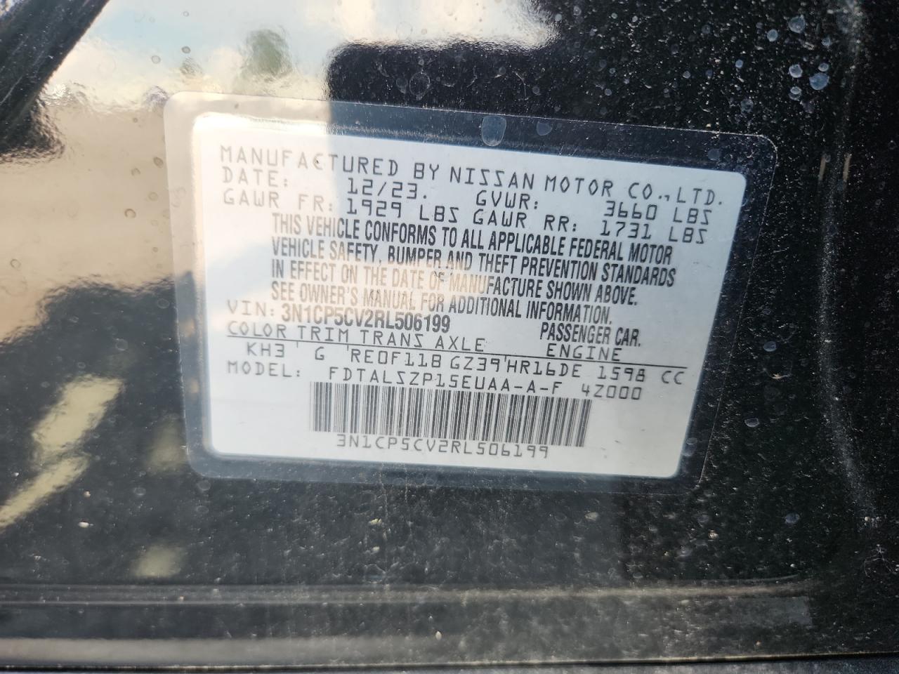 2024 Nissan Kicks Sv VIN: 3N1CP5CV2RL506199 Lot: 63992195