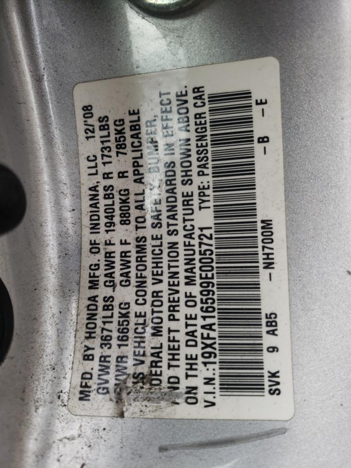 2009 Honda Civic Lx VIN: 19XFA16599E005721 Lot: 64835185