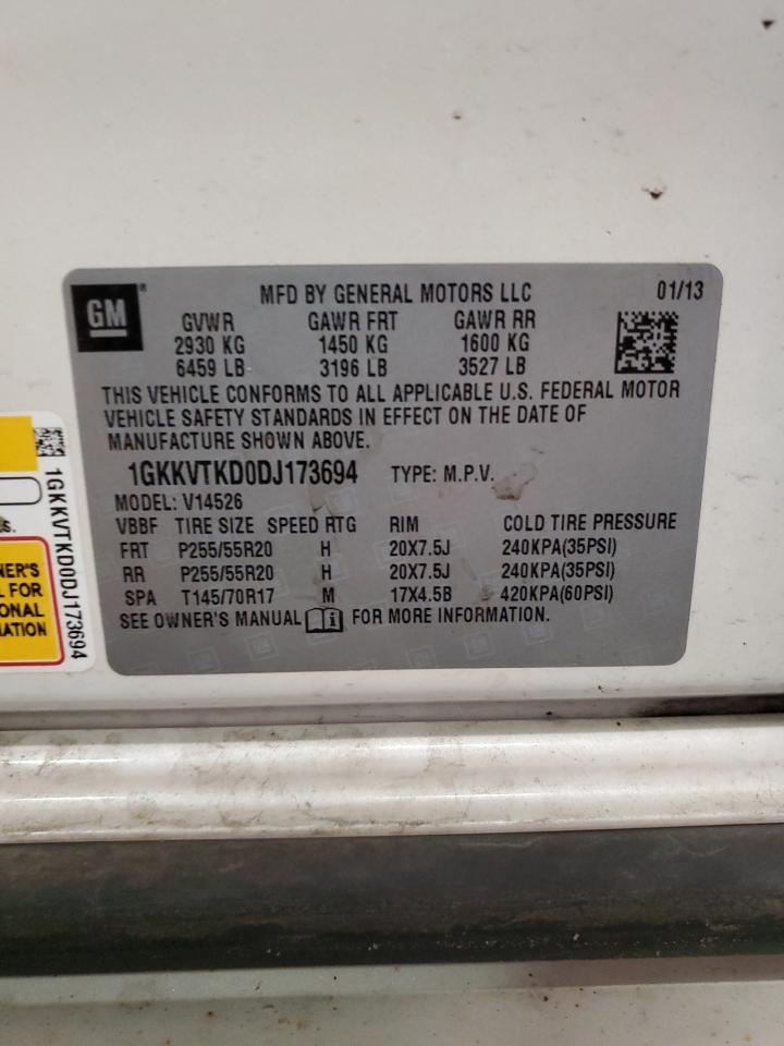 2013 GMC Acadia Denali VIN: 1GKKVTKD0DJ173694 Lot: 65014235