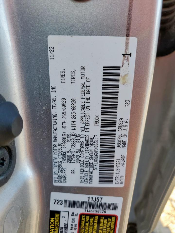 5TFLA5DAXPX063117 2023 Toyota Tundra Double Cab Sr