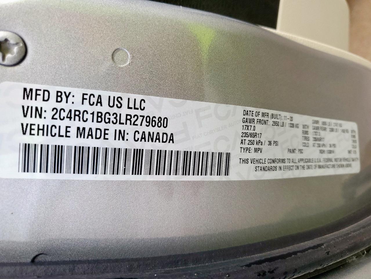 2020 Chrysler Pacifica Touring L VIN: 2C4RC1BG3LR279680 Lot: 64231945