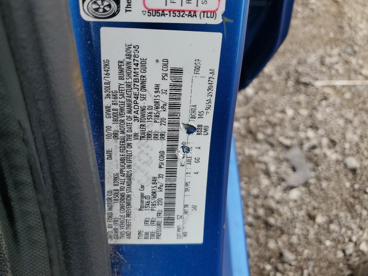 3FADP4EJ7BM147895 2011 Ford Fiesta Se