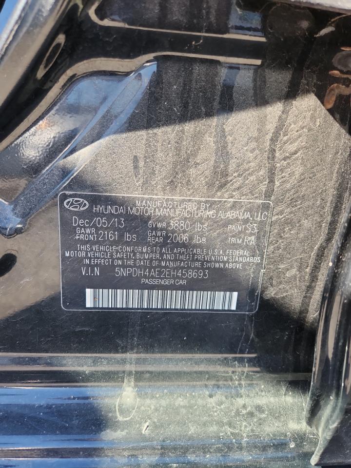 2014 Hyundai Elantra Se VIN: 5NPDH4AE2EH458693 Lot: 62599855
