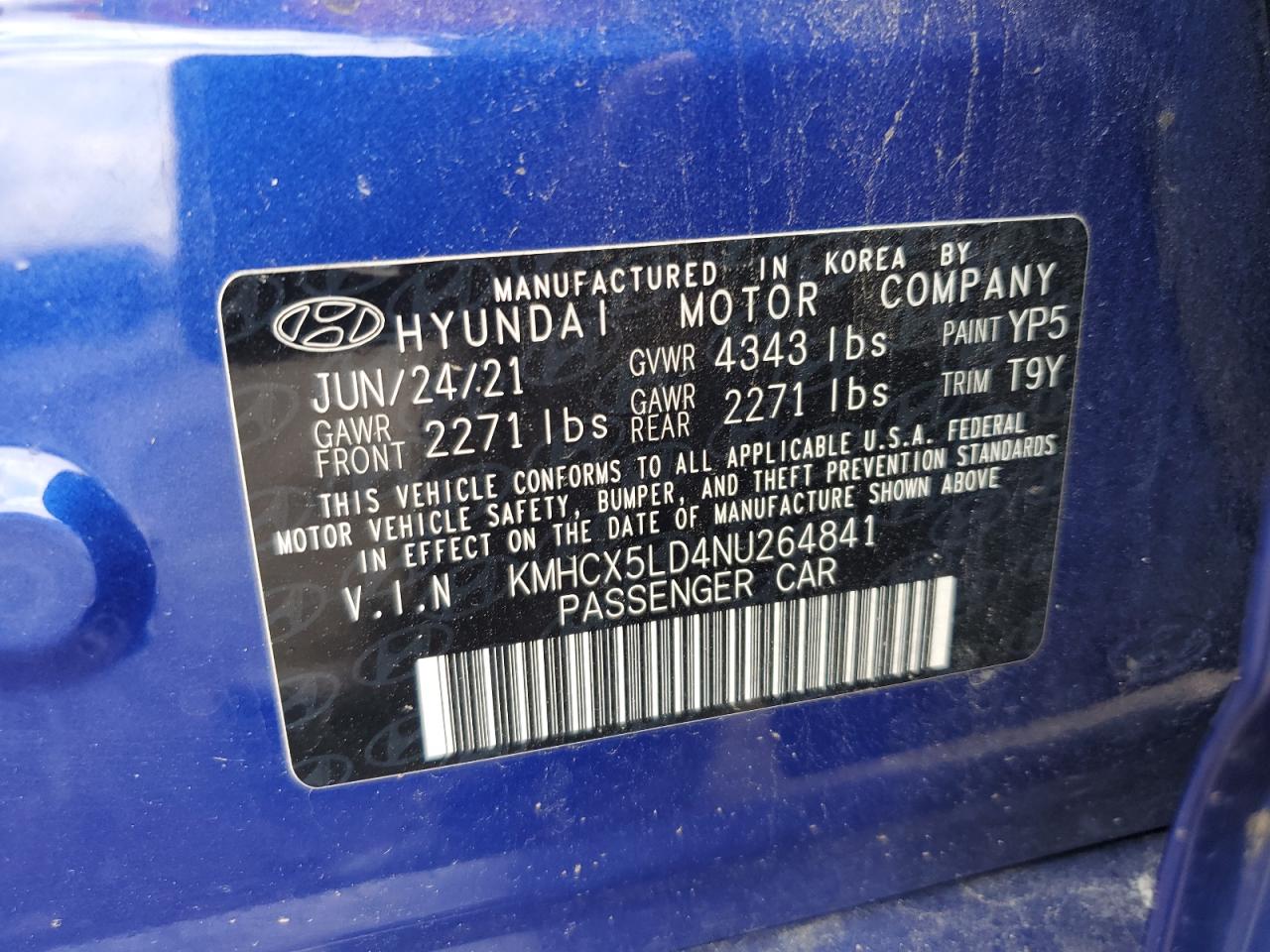 2022 Hyundai Ioniq Limited VIN: KMHCX5LD4NU264841 Lot: 64043995
