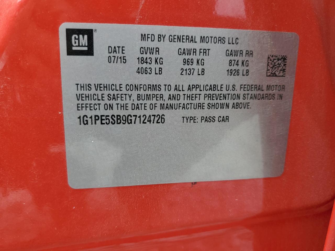 2016 Chevrolet Cruze Limited Lt VIN: 1G1PE5SB9G7124726 Lot: 64203435