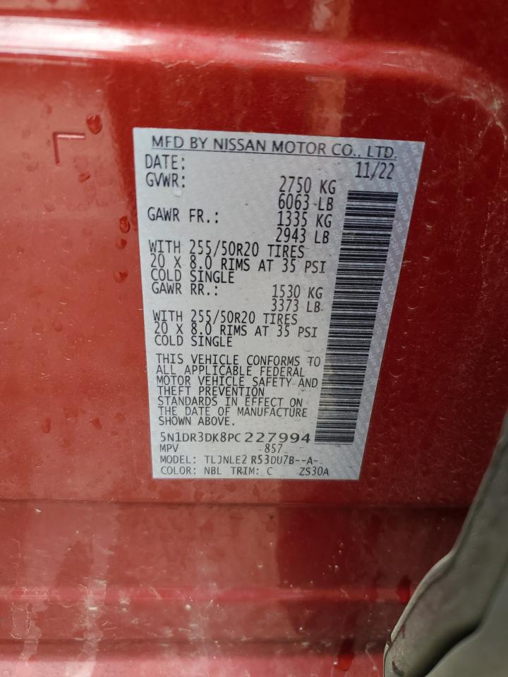 2023 Nissan Pathfinder Platinum VIN: 5N1DR3DK8PC227994 Lot: 63226185