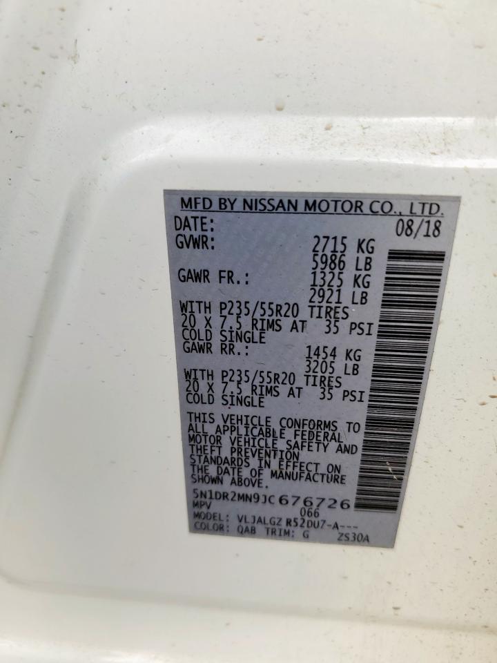 2018 Nissan Pathfinder S VIN: 5N1DR2MN9JC676726 Lot: 64828295