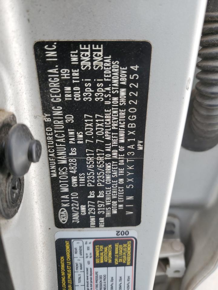2011 Kia Sorento Base VIN: 5XYKT3A1XBG022254 Lot: 64931245