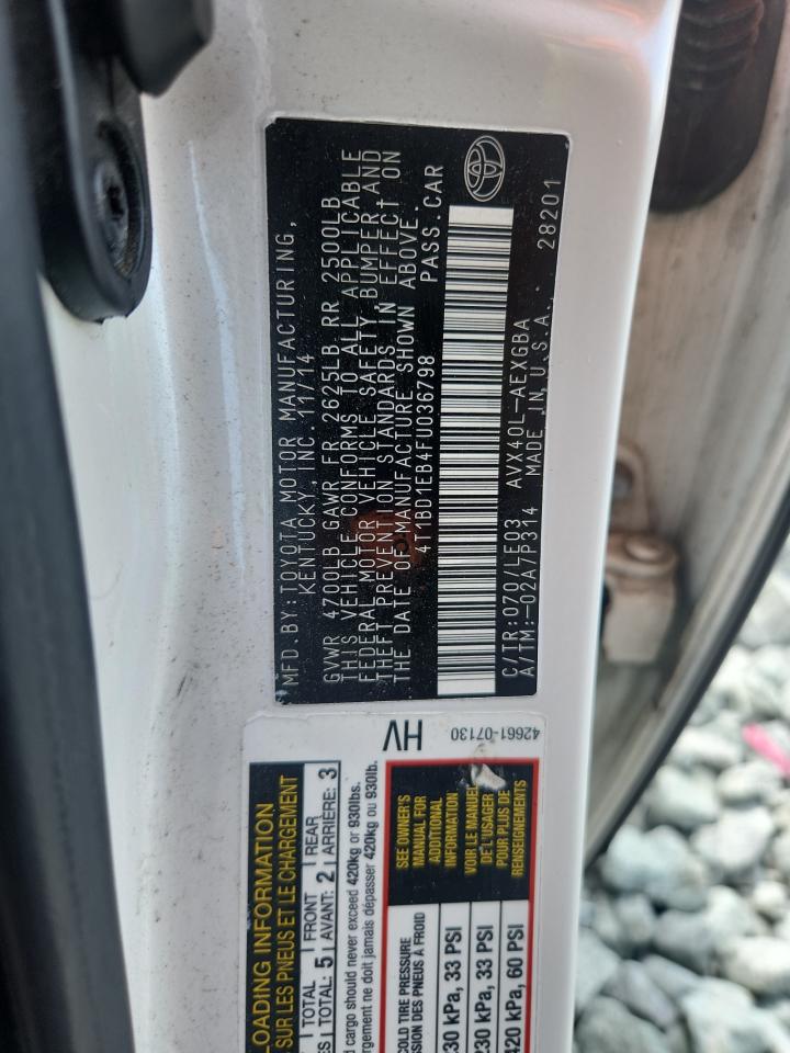 2015 Toyota Avalon Hybrid VIN: 4T1BD1EB4FU036798 Lot: 65621535