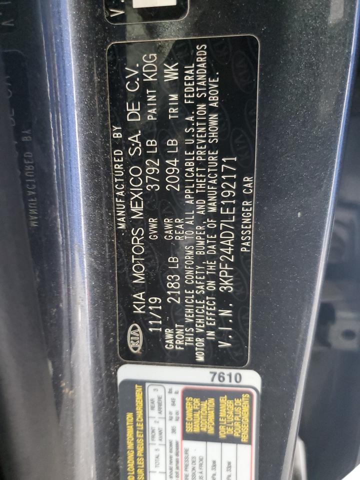 2020 Kia Forte Fe VIN: 3KPF24AD7LE192171 Lot: 63498805