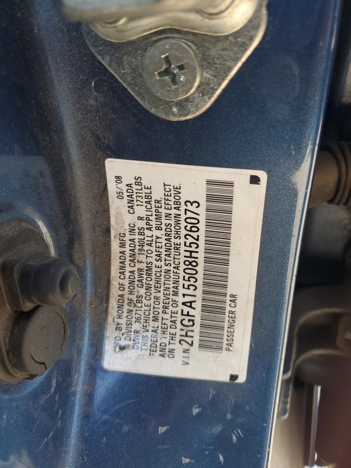 2008 Honda Civic Lx VIN: 2HGFA15508H526073 Lot: 65437345