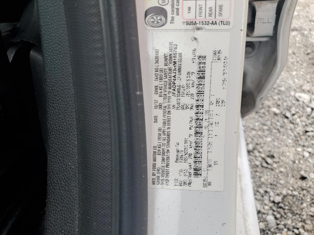 3FADP4AJ3HM165762 2017 Ford Fiesta S