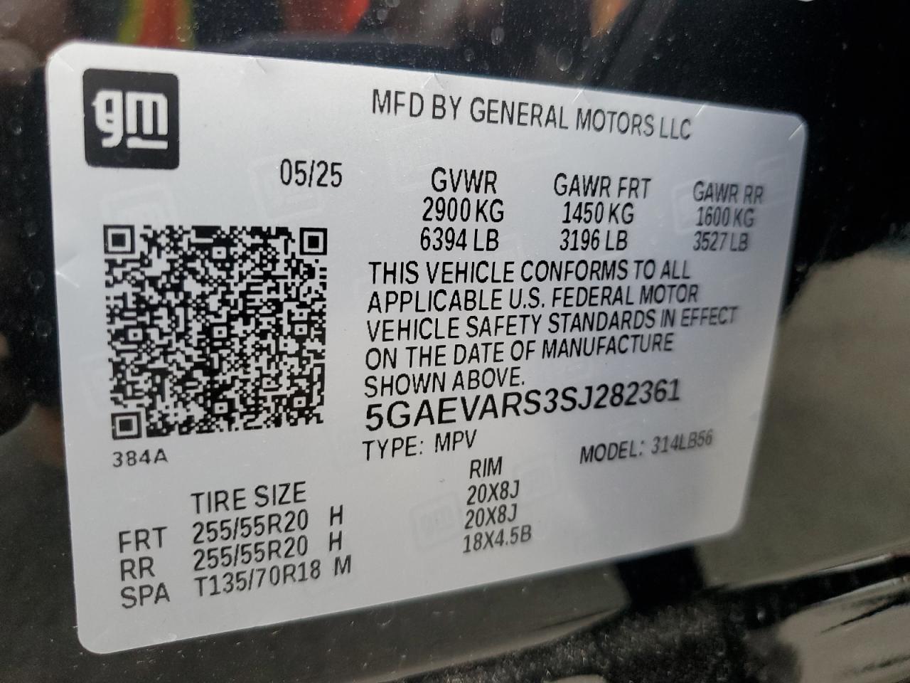 2025 Buick Enclave Preferred VIN: 5GAEVARS3SJ282361 Lot: 63680535