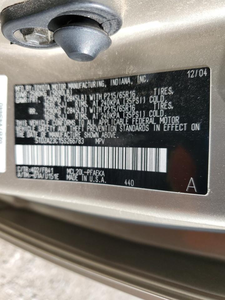 2005 Toyota Sienna Ce VIN: 5TDZA23C15S266783 Lot: 65650315