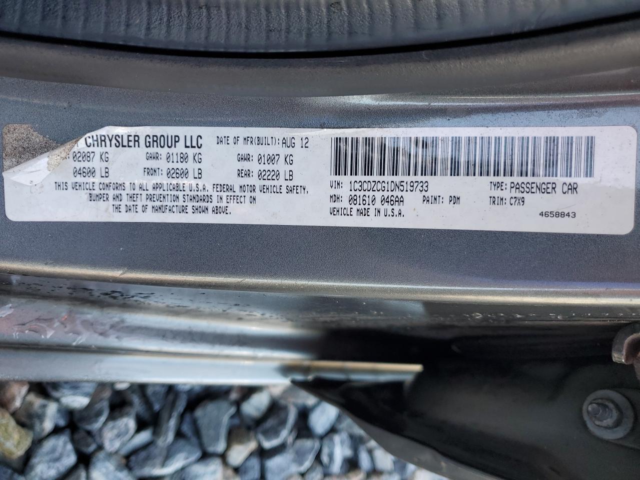 2013 Dodge Avenger Sxt VIN: 1C3CDZCG1DN519733 Lot: 65208155